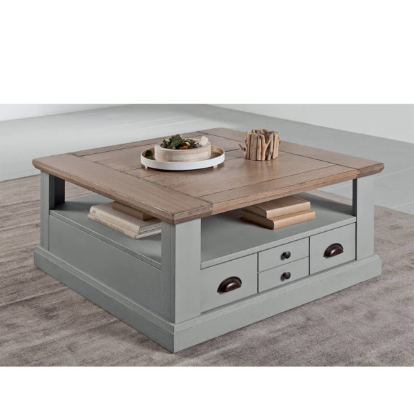 table basse carree campagne chic laque grise p1 romance - Table basse Romance - Quimper Brest